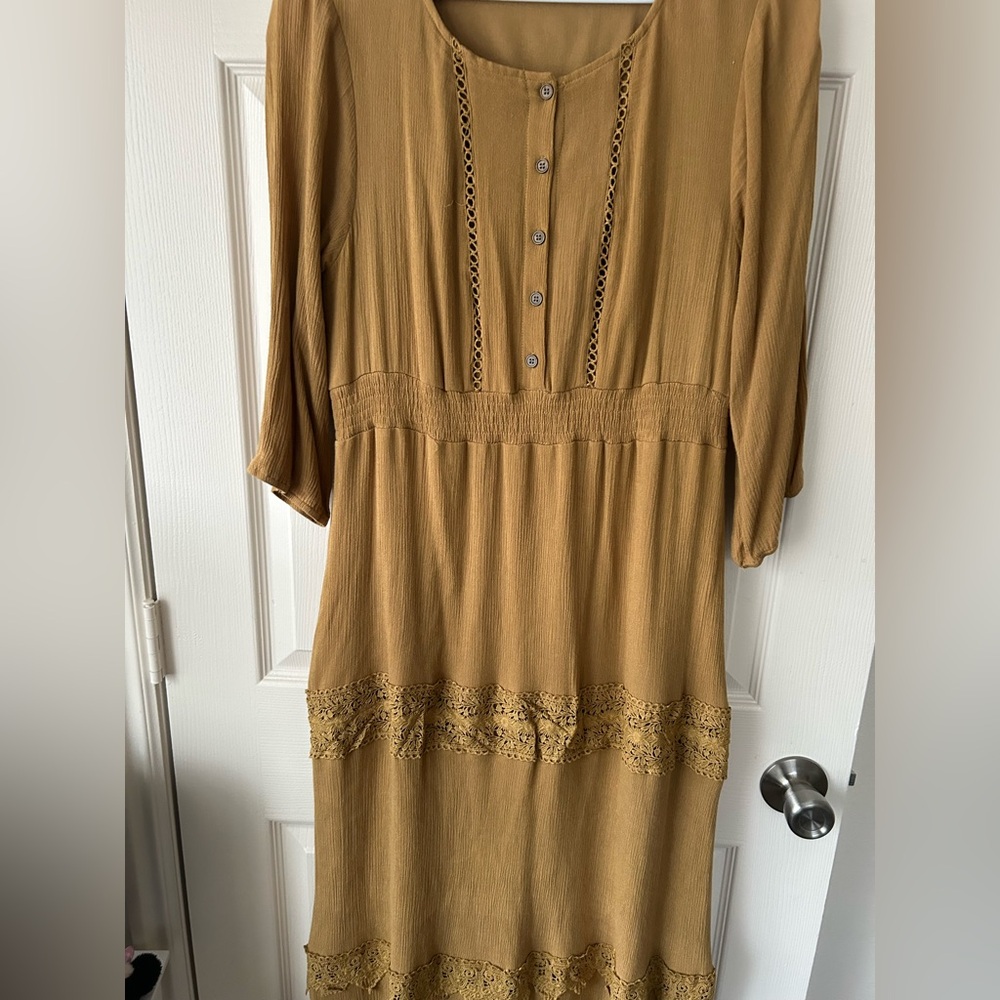 Polagram Brown Tiered Ruffled Sheath Dress